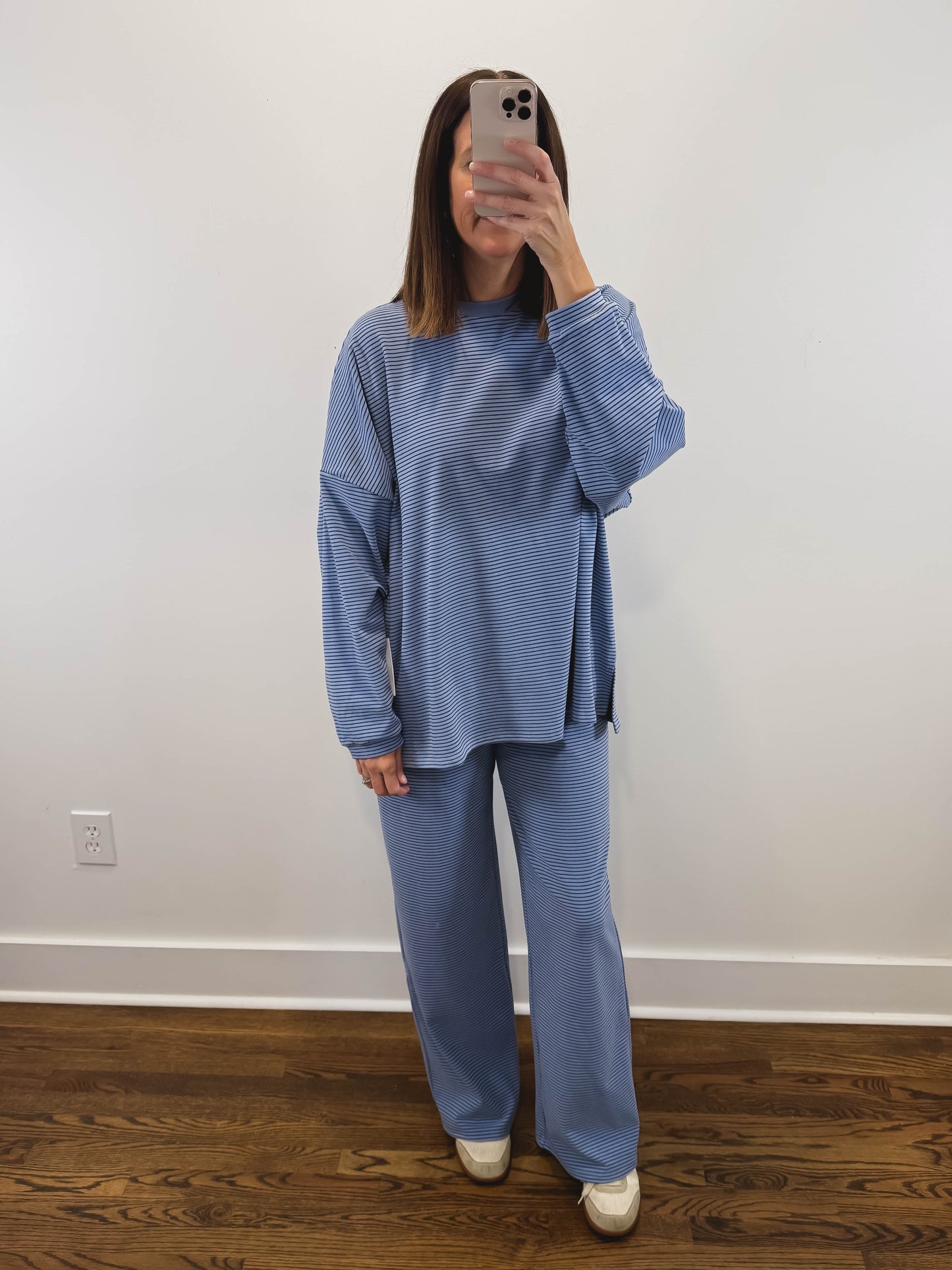 The Levi Striped Pants in Light Blue/Dark Blue