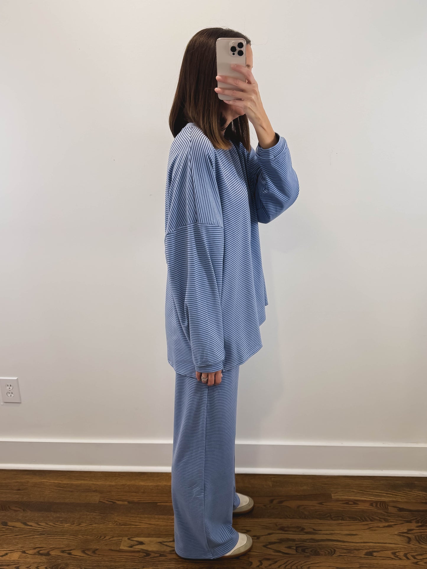 The Levi Striped Pants in Light Blue/Dark Blue