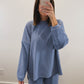 The Levi Striped Oversized Long Sleeve Top in Light Blue/Dark Blue