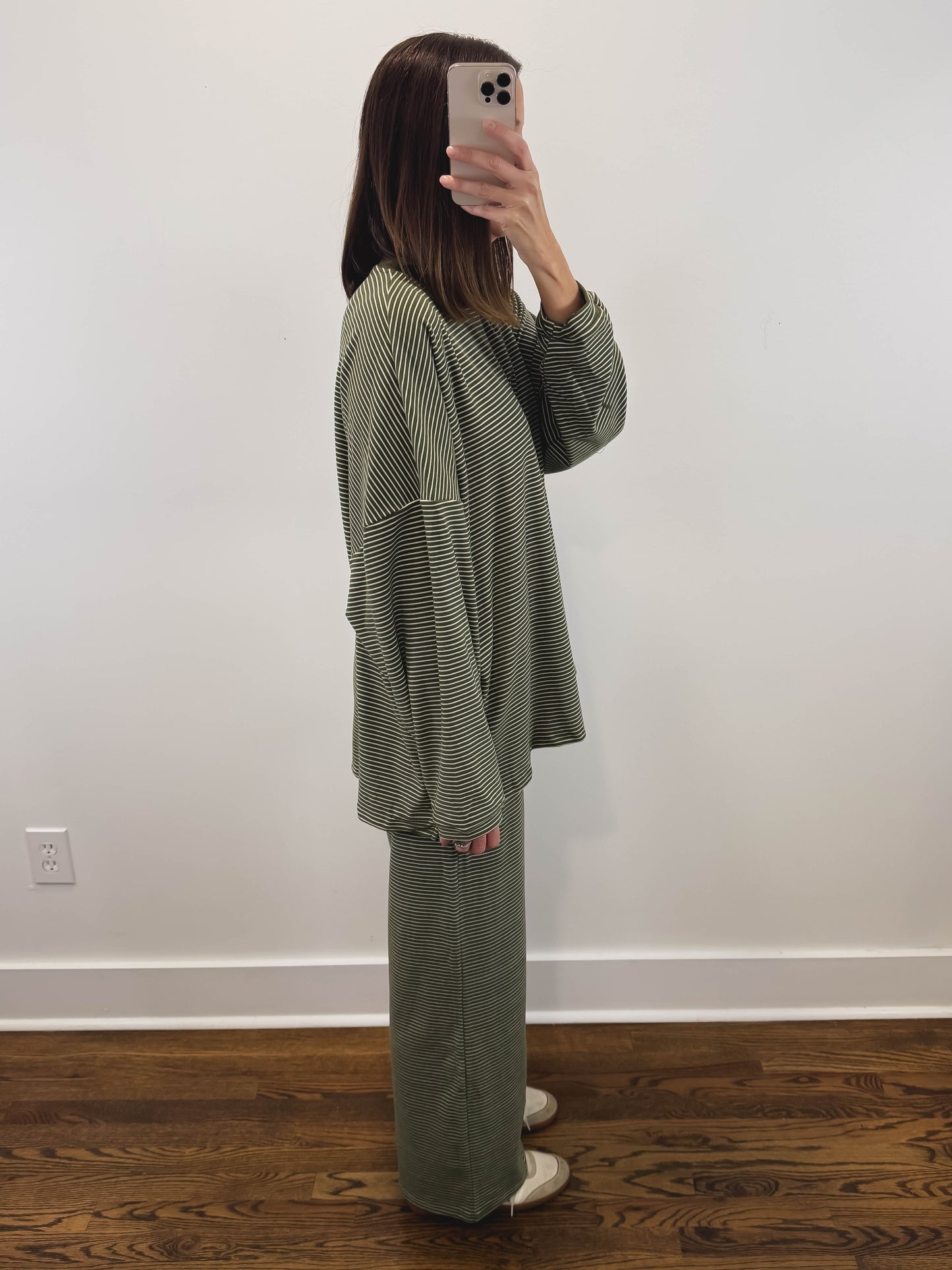 The Levi Striped Pants in Olive Green