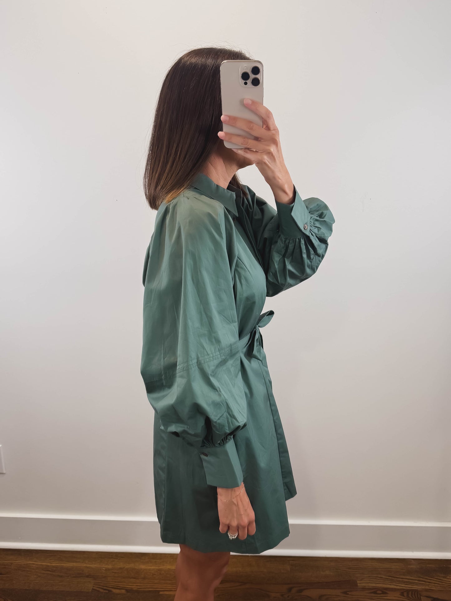 The Sagebrook Dress | Sage Green Mini Shirt Dress