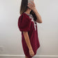 The Merlot Dress | Burgundy Embroidered Corduroy Mini Dress
