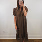 The Meadow Dress | Brown Eyelet Puff Sleeve Midi Dress