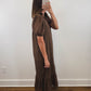 The Meadow Dress | Brown Eyelet Puff Sleeve Midi Dress