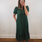 The Meadow Dress | Green Eyelet Puff Sleeve Midi Dress