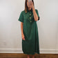 The Evergreen Lane Dress | Green Collared Short Sleeve Midi Dress