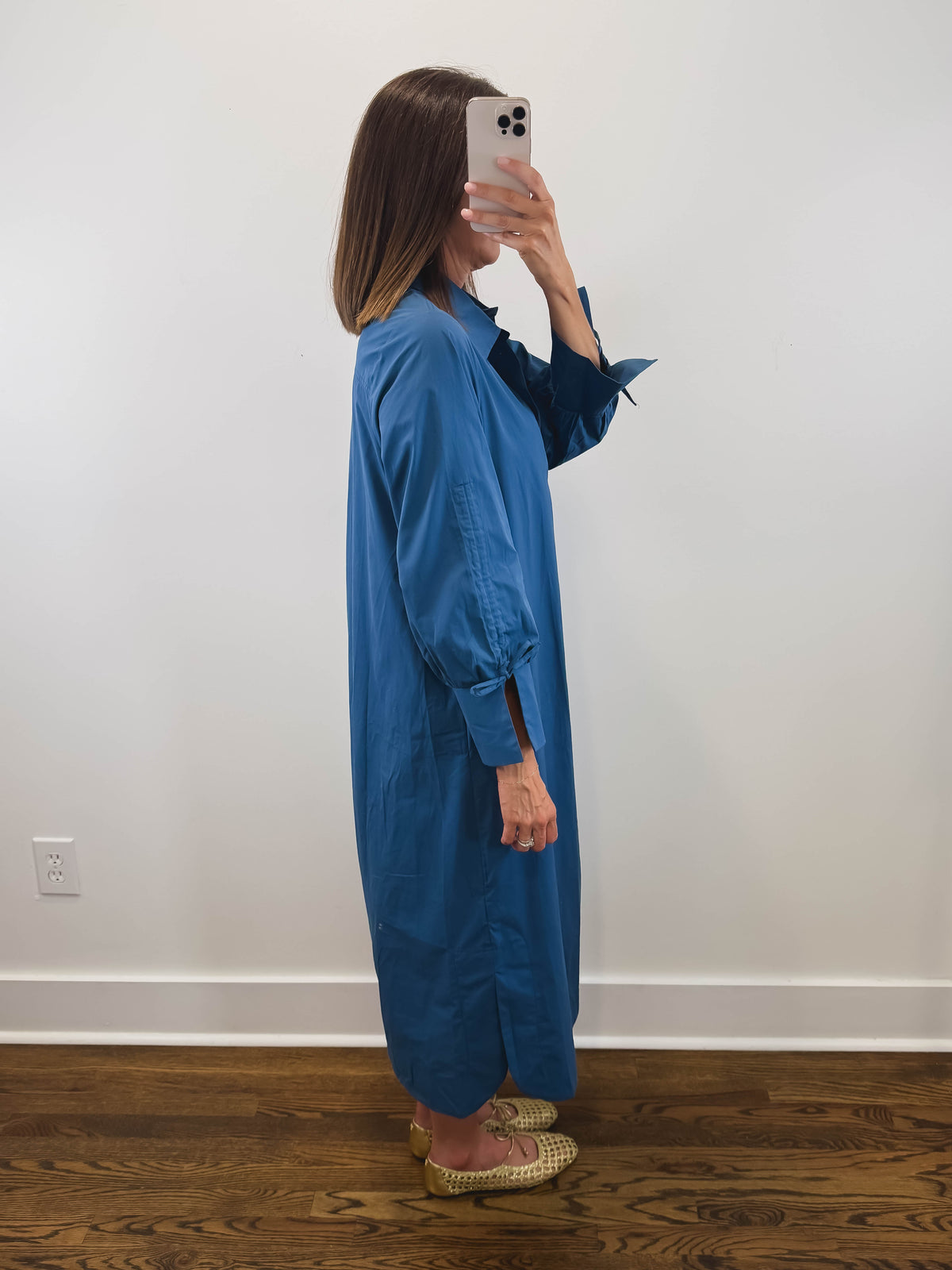 The Misty Morning Dress | Blue Collared Long Sleeve Midi Dress