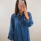 The Misty Morning Dress | Blue Collared Long Sleeve Midi Dress