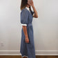 The Oxford Stripe Dress | Blue Striped Short Sleeve Midi Dress