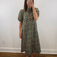The Woodland Bloom Dress | Green Floral Puff Sleeve Midi Dress