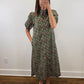 The Woodland Bloom Dress | Green Floral Puff Sleeve Midi Dress