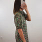 The Woodland Bloom Dress | Green Floral Puff Sleeve Midi Dress