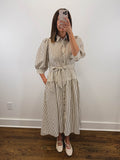 The Ashford Dress | Brown Belted Three-Quarter Sleeve Midi Dress