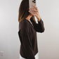The Lucille Ruffle Collar Sweater in Brown