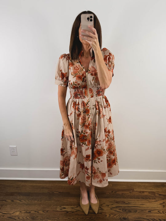 The Harvest Bloom Dress | Fall Floral Midi Dress