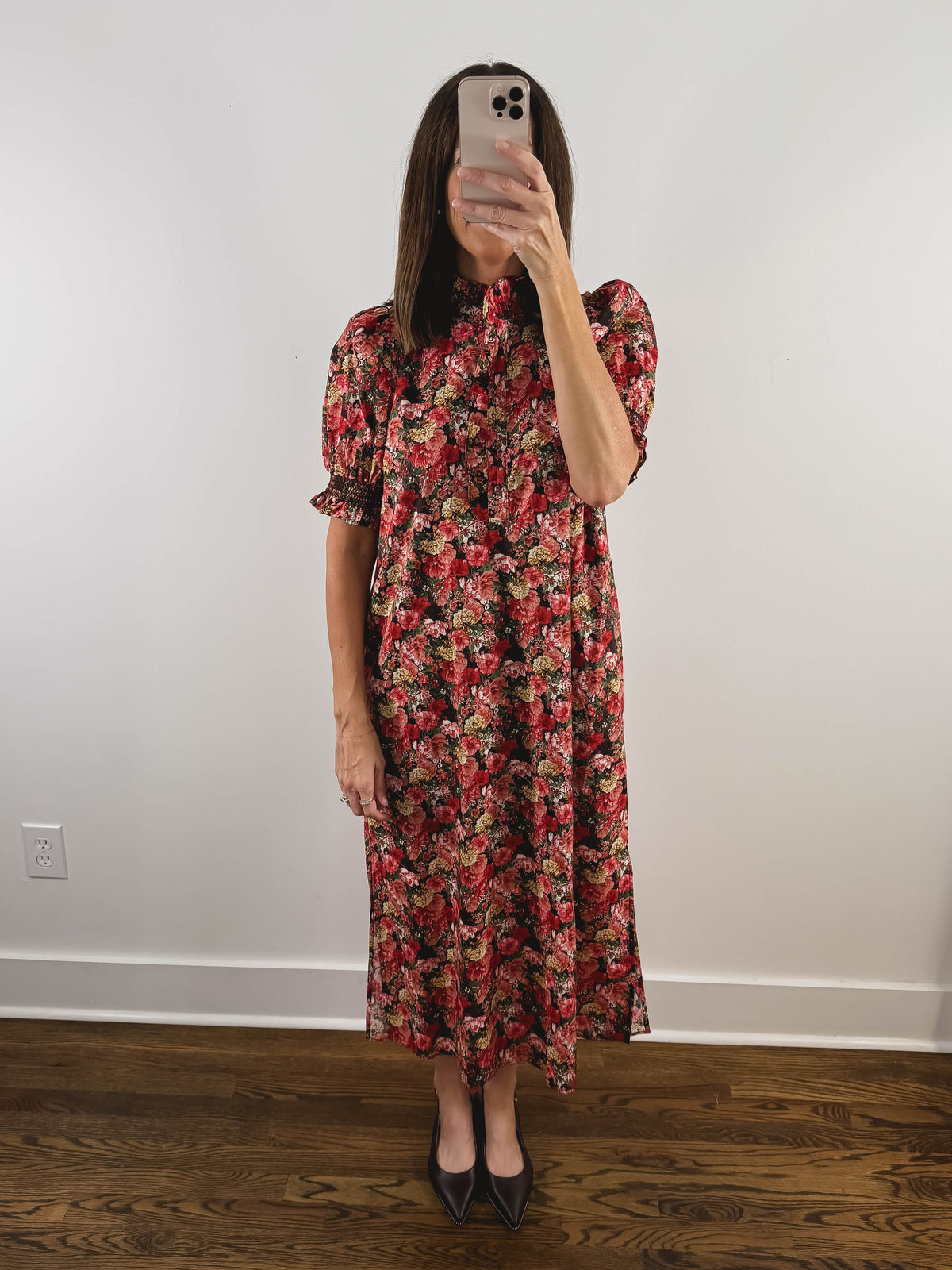 The Scarlett Dress | Red Floral Midi Dress