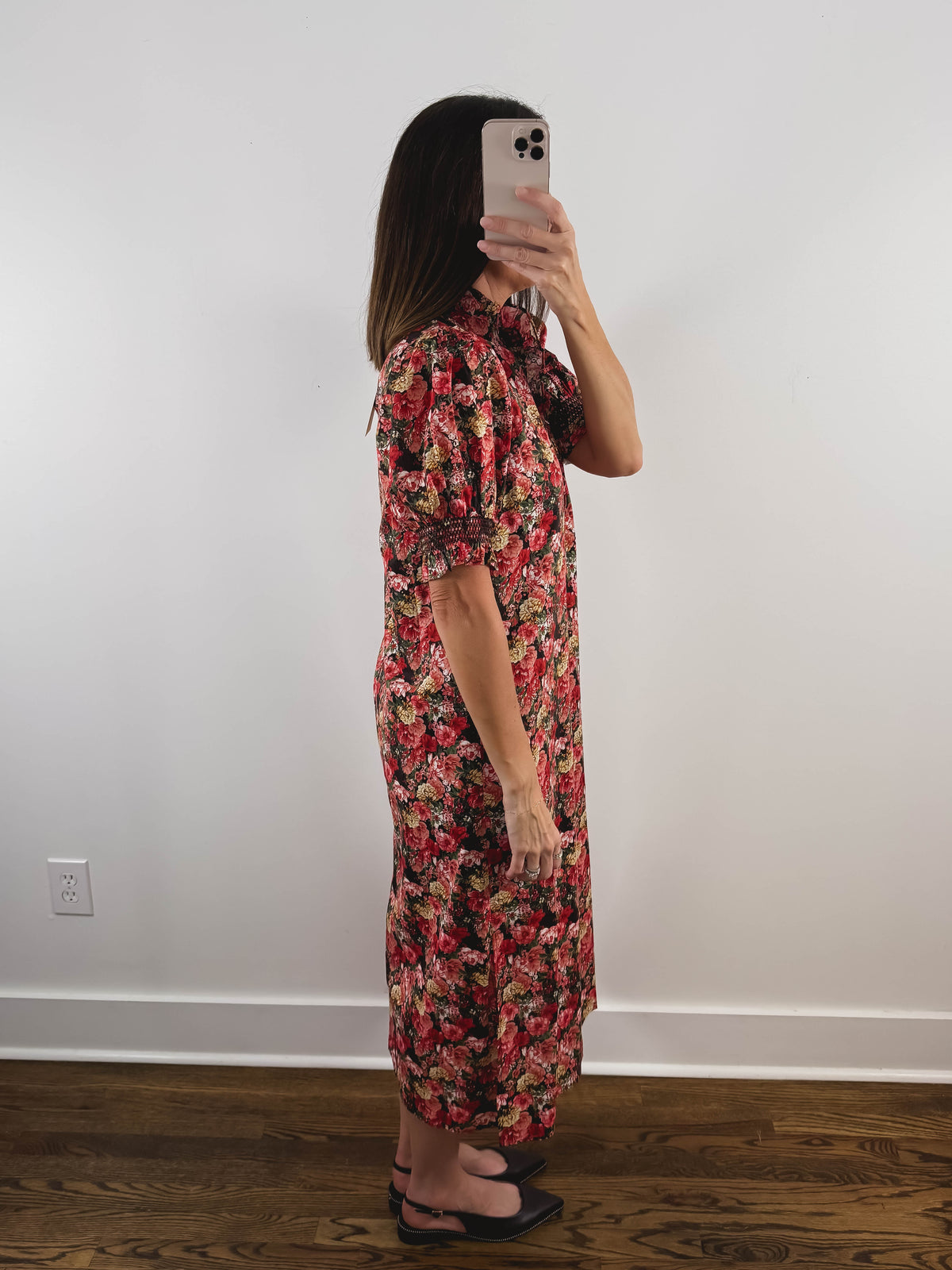 The Scarlett Dress | Red Floral Church Midi Dress