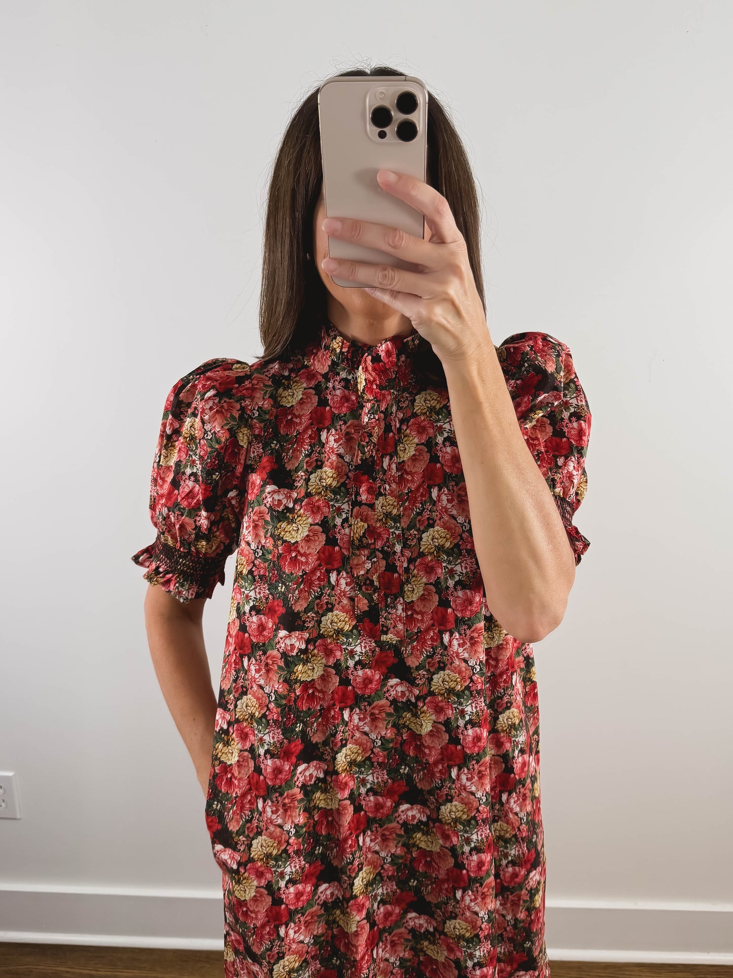 The Scarlett Dress | Red Floral Church Midi Dress