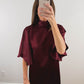The Bordeaux Dress | Burgundy Satin Wedding Guest Midi Dress
