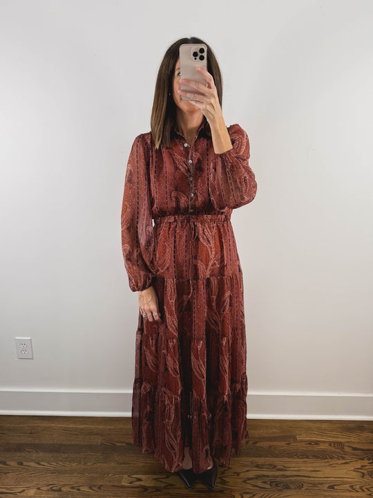 The Sedona Dress | Rust Paisley Maxi Dress