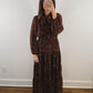 The Amaretto Dress | Brown Paisley Tie Neck Maxi Dress