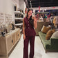 Maroon Pleated Pants