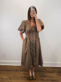 The Cinnamon Dress | Mocha Puff Sleeve Midi Dress