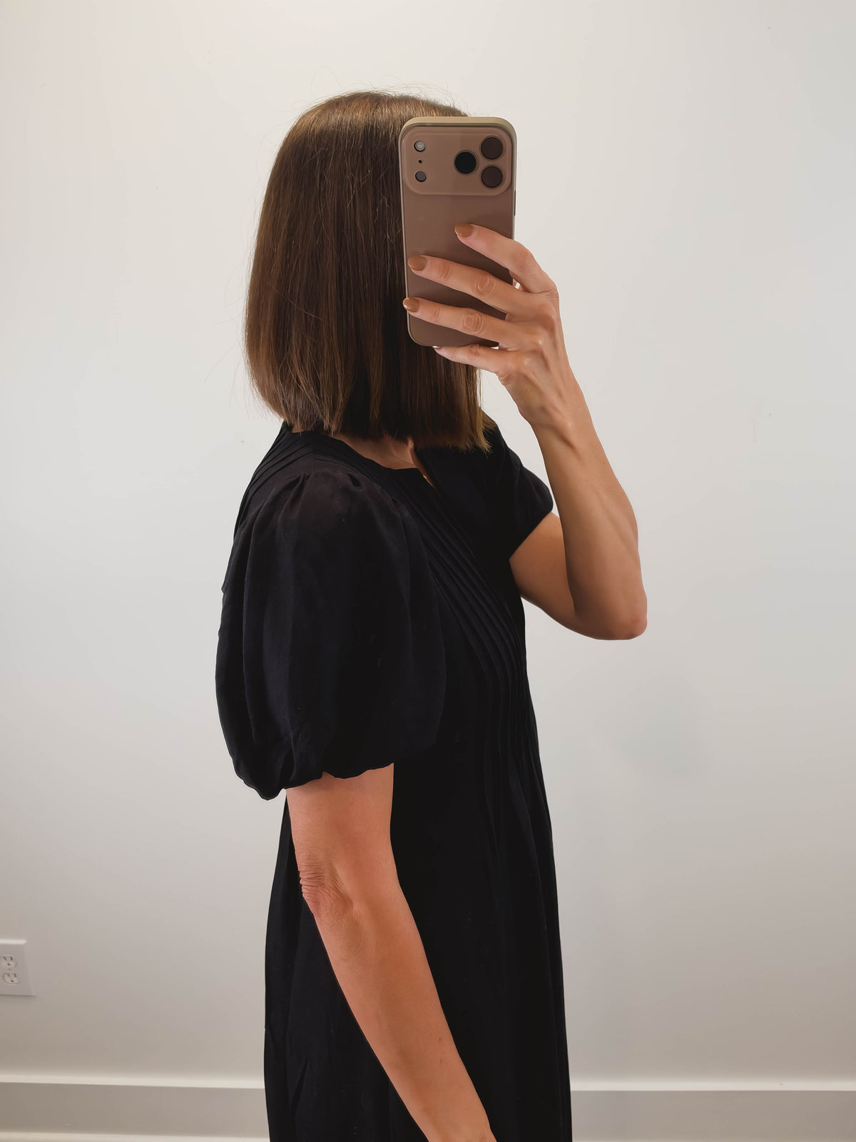 The Onyx Dress | Black Puff Sleeve Midi Dress