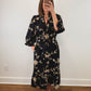 The Gilded Vine Dress | Black Embroidered Midi Dress