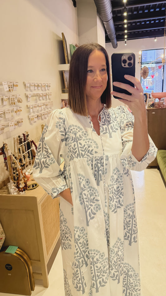 The Blue Balloon Sleeve Dress