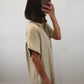The Driftwood Dress | Taupe Collared Midi Shirt Dress