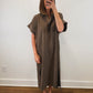 The Driftwood Dress | Brown Collared Midi Shirt Dress