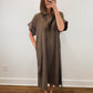 The Driftwood Dress | Brown Collared Midi Shirt Dress