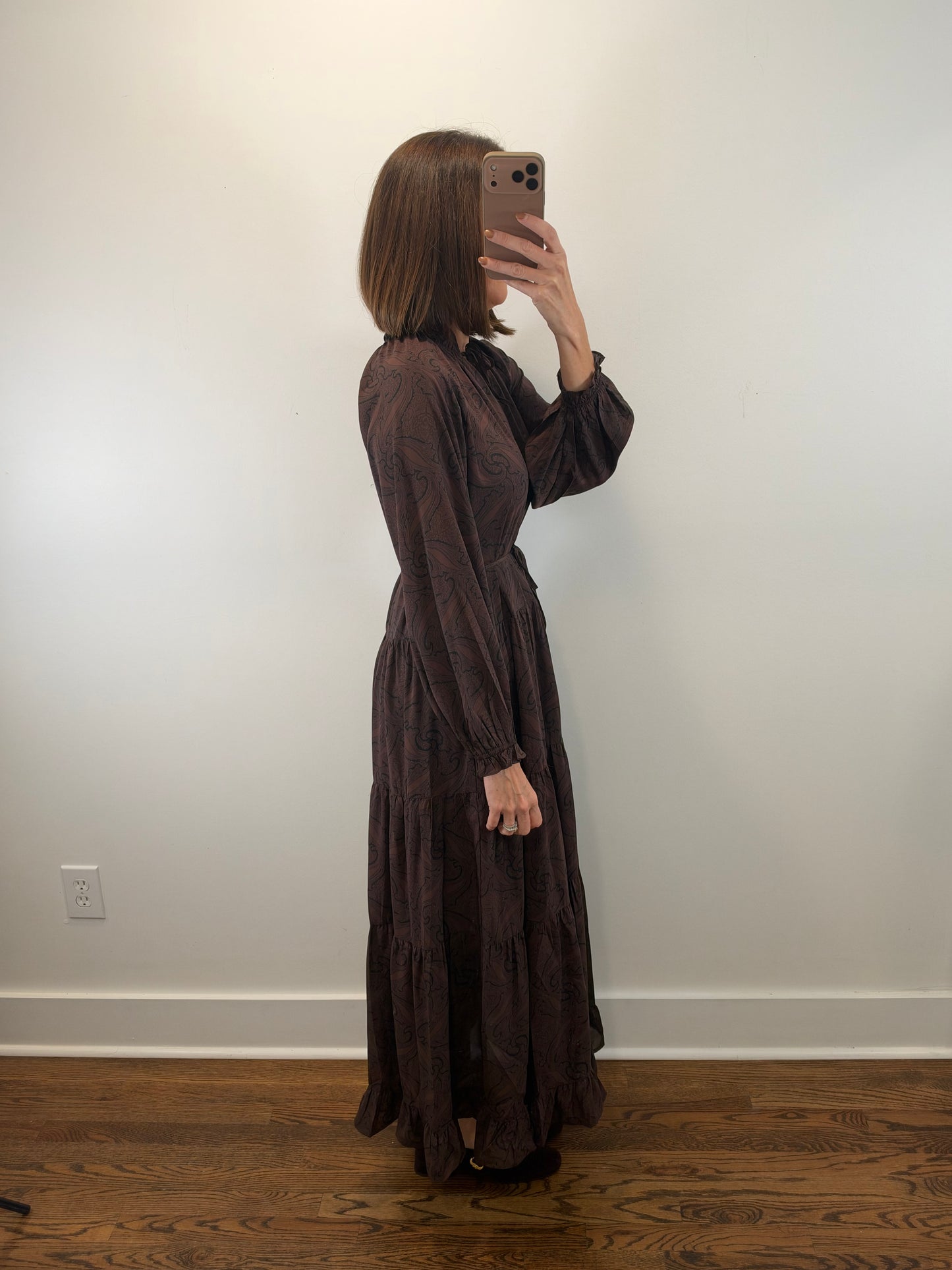 The Bourbon Dress | Brown Paisley Maxi Dress
