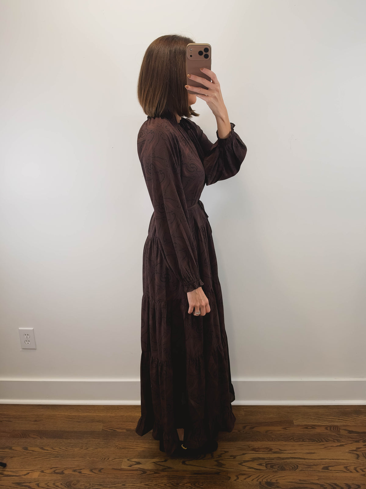 The Bourbon Dress | Brown Paisley Maxi Dress