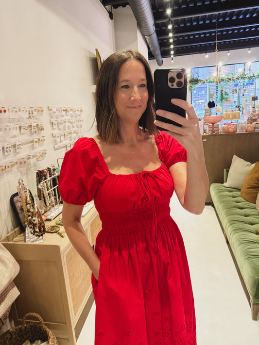 Red Eyelet Dress