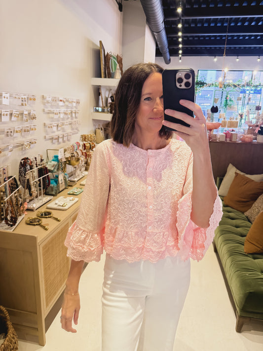 The Vintage Bloom Blouse in Blush Pink