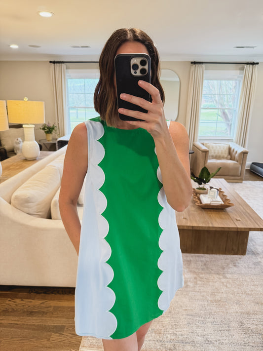 The Emerald and Sky Scallop Dress