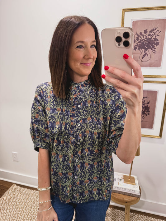 The Painted Petals Top in Blue