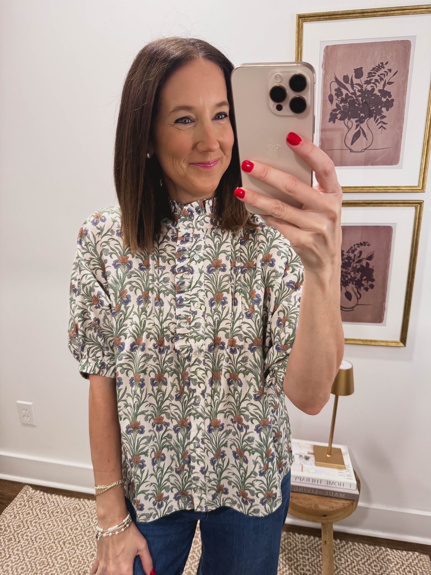 The Painted Petals Top in Cream