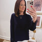 Navy Batwing Sweater Top