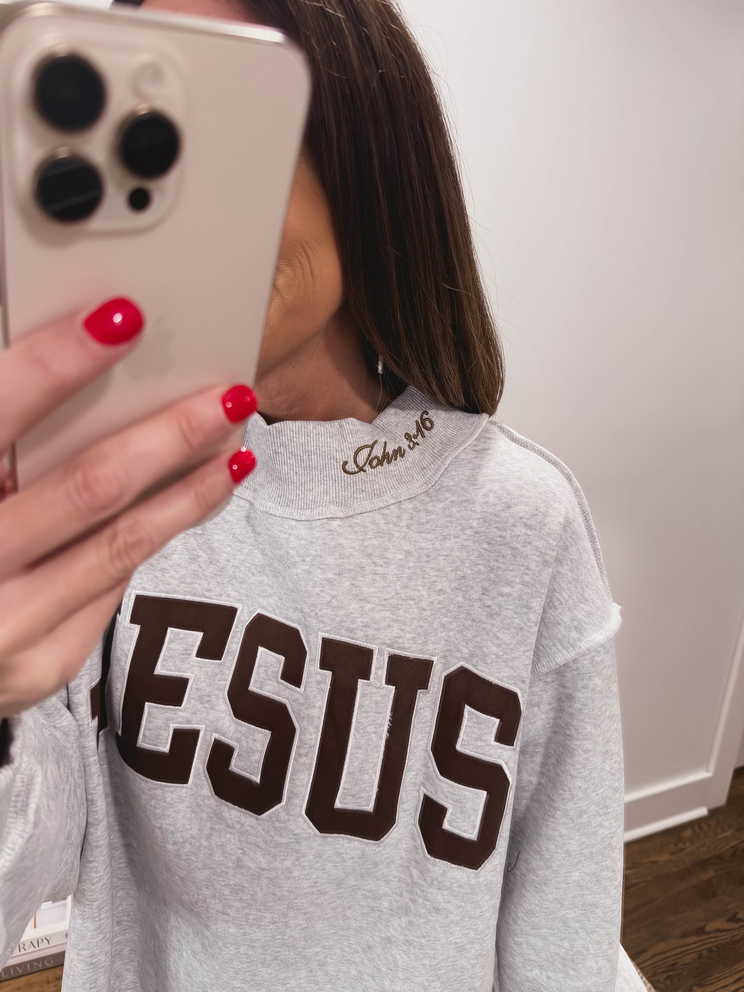 Jesus in Brown Oversized Sweatshirt - John 3:16