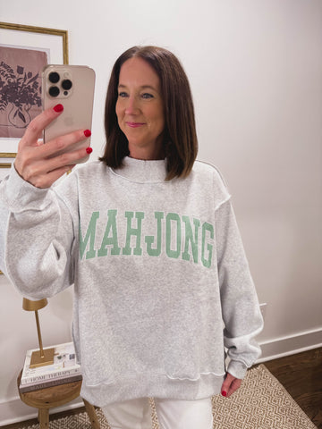 Mahjong Oversized Mock Neck Sweatshirt