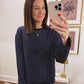 Navy Blue Dot Loungewear Long Sleeve Top
