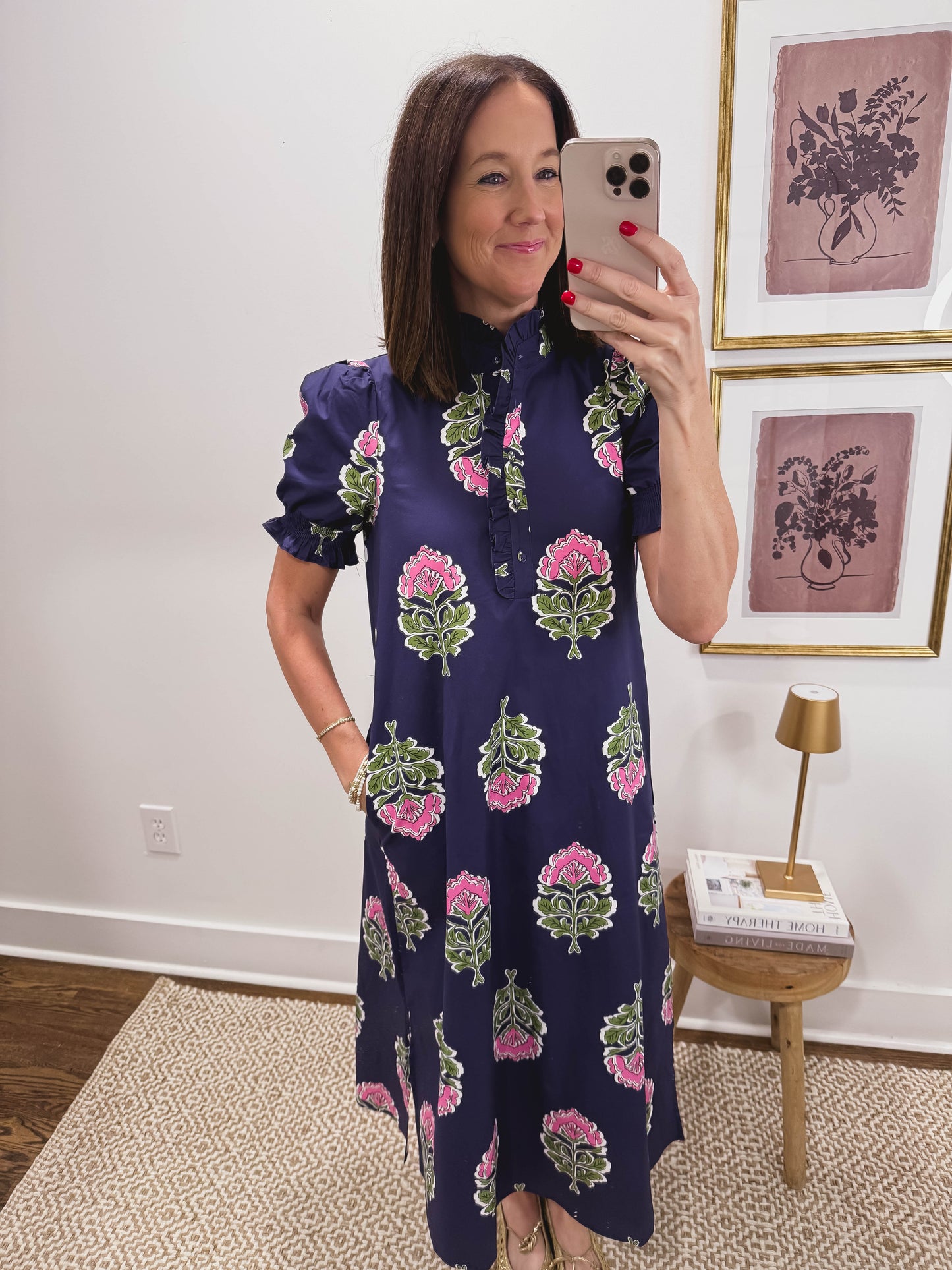 The Navy Garden Midi Dress