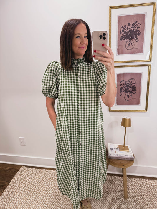 The Heritage Gingham Dress in Green
