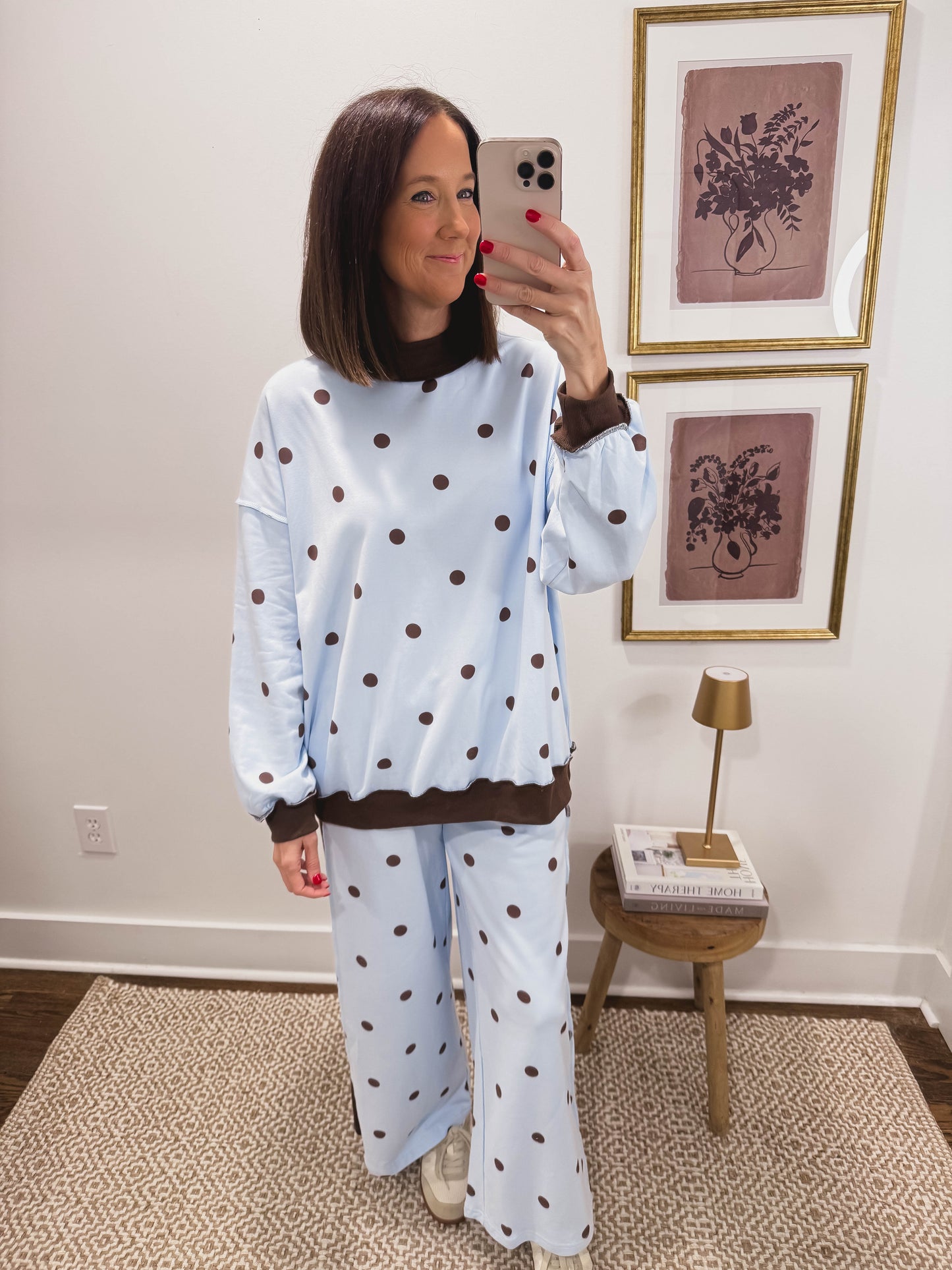 Blue and Brown Polka Dot Sweatpants