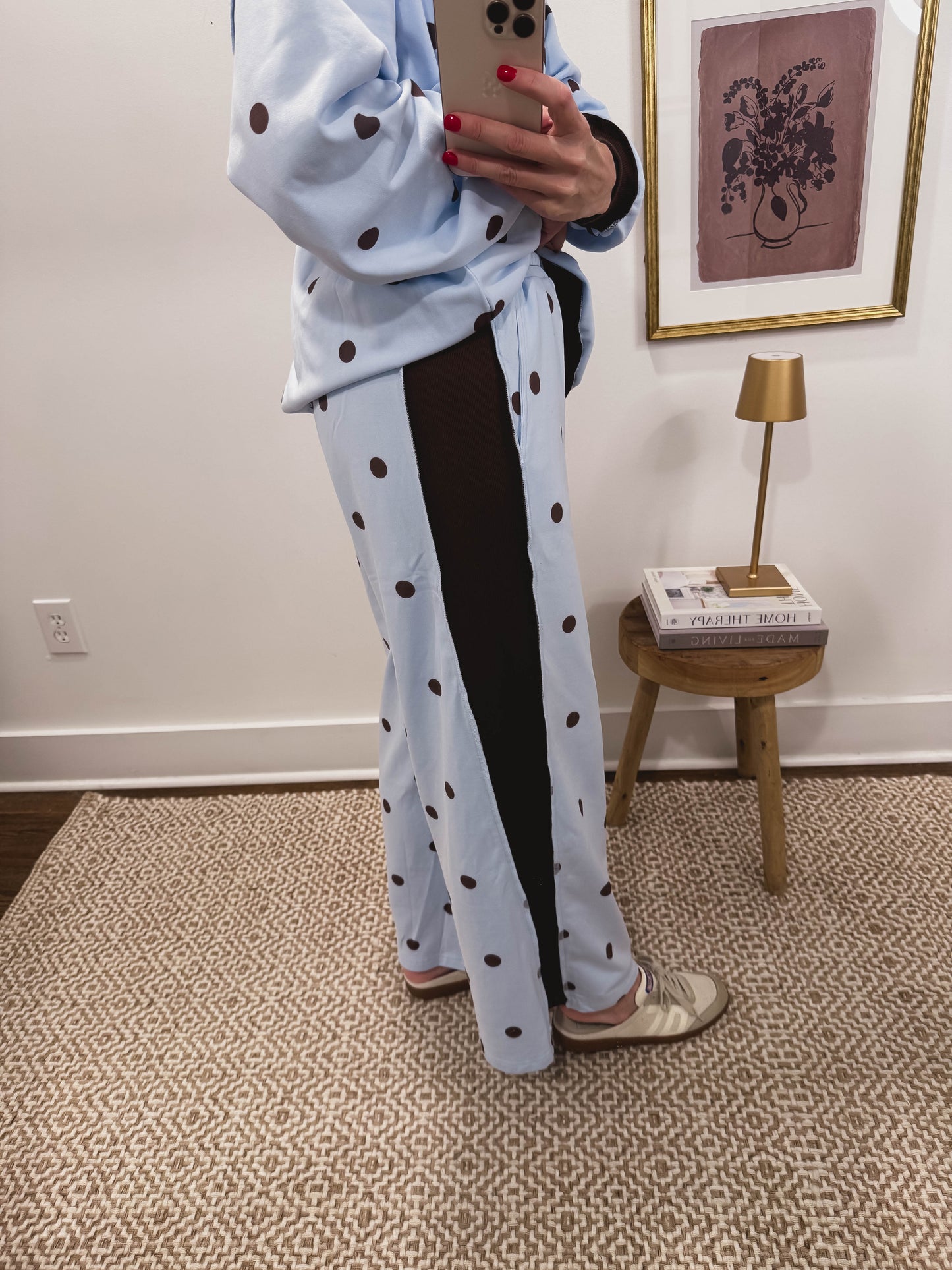 Blue and Brown Polka Dot Sweatpants