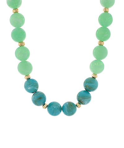 Mint and Blue Marble Ball Necklace