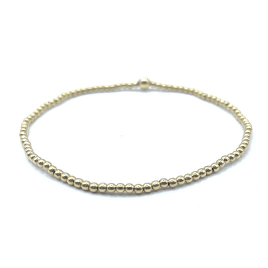 2MM GOLD FILLED WATERPROOF KARMA BRACELET (WITH SINGLE 4MM) 6.5"